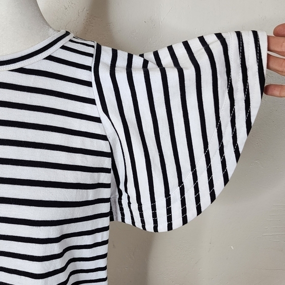 A.L.C Carrie Black and White Striped Flutter Sleeve Top Size Small - Picture 5 of 15